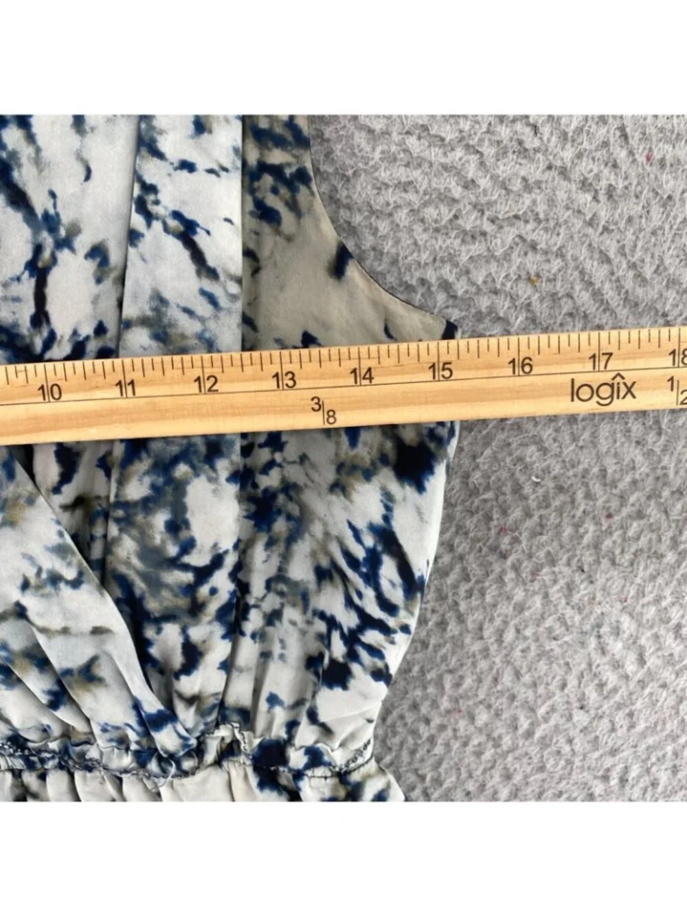 Greylin Anthropologie Dress Womens Small Navy Blouson Silk Mini Surplice Pleated